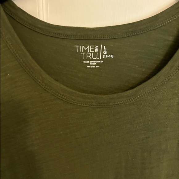 Time and Tru Size Large Army Green Tiered cotton summer dress - Picture 2 of 4